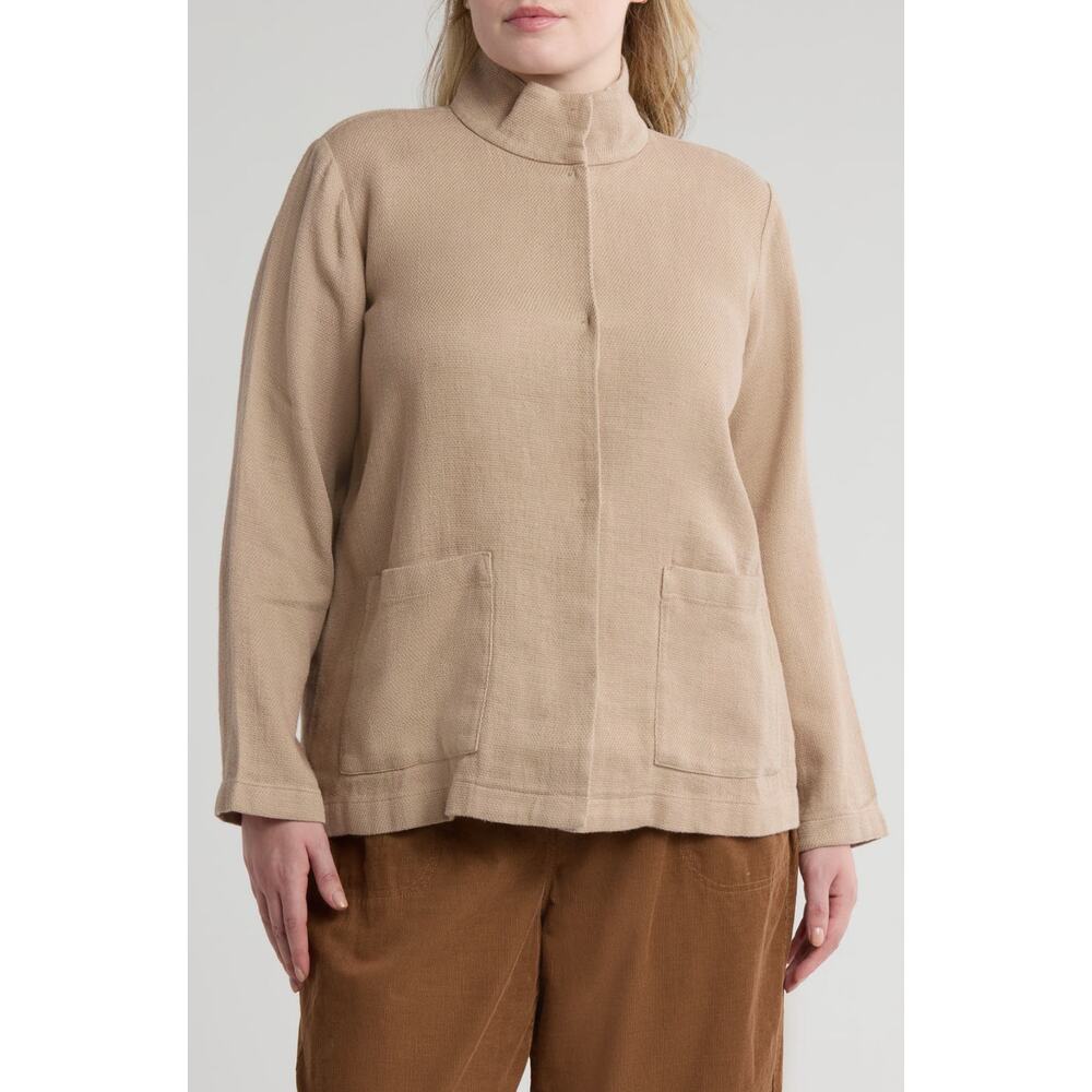 EILEEN FISHER NWT Stand Collar Organic Linen & Cotton Jacket Size XL $328 MSPR - Picture 9 of 12